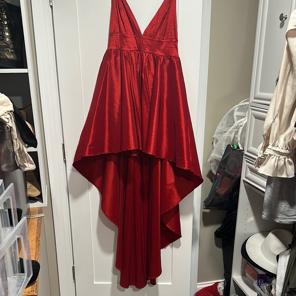 Elegant Red High-Low Dress